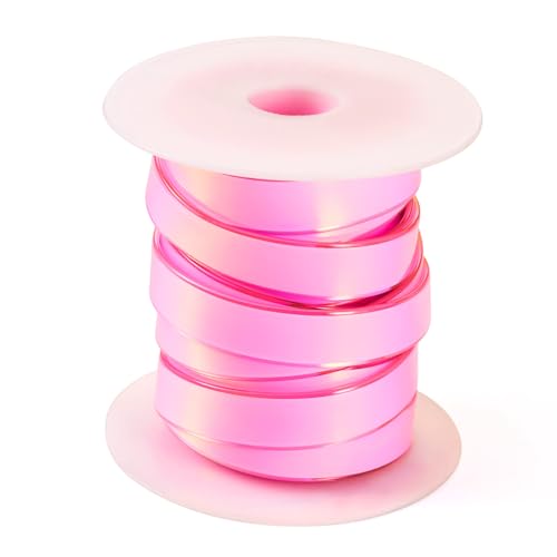 FASHEWELRY Holografische PVC-Bänder, 1,27 cm, rosa, schillerndes Band, Hart-PVC, Bastelband, Kunststoffband für Schlüsselanhänger, PVC-Geschenktüten, Griffe, Reißverschluss, 5,5 m von FASHEWELRY