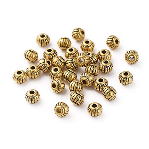 Tibetische Zwischenperlen, Abstandshalter, Antik-Gold, 4 x 5 mm, bleifrei und cadmiumfrei, für Halsketten, Armbänder und Schmuckherstellung, 200 Stück von FASHEWELRY