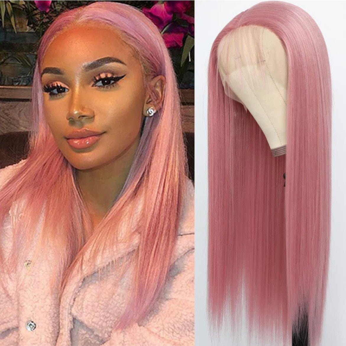 22" Coachella Rosa Rose Straight Lacefront Perücke Neu 4" Vorderteil Platz von FASHIONDEITY