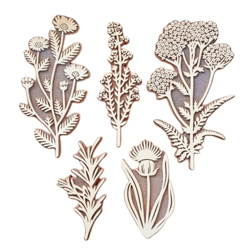 Botanisches Stempelset, 5 Holzstempel, Vintage-Blumen, Praktische Und Schöne Blumenkunst-Bastelstempel, Herbarium-Stempel Für Papier, Stoff, Wände von FASSME