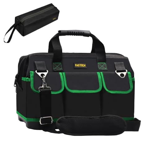 FASTECH 50,8 cm Werkzeugtasche, wasserdicht, breite Öffnung, robuste Werkzeugtasche, Organizer mit Schultergurten und geformtem Boden, Werkzeugaufbewahrungspaket für Schraubendreher, Zangen, von FASTECH