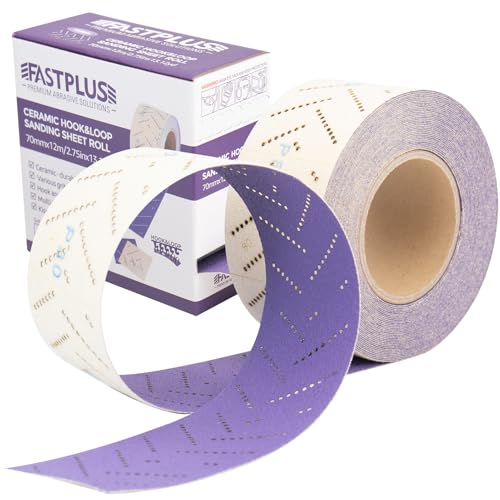 Clean Schleifpapier Rolle Purple Clean Schleifrollen 70 mm x 12 m Multi-Hole Schleifpapierrolle Rechteckig Von Hand Zerrissen Schleifpapier zum Entfernen von Beschichtungen, Autoschleifen, Körnung 220 von FASTPLUS