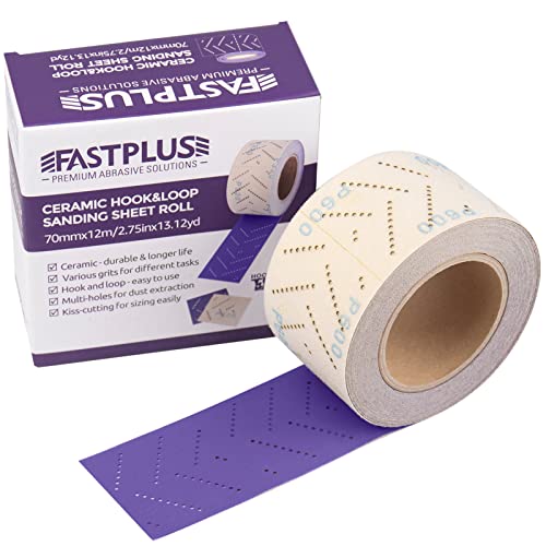 Clean Schleifpapier Rolle Purple Clean Schleifrollen 70 mm x 12 m Multi-Hole Schleifpapierrolle Rechteckig Von Hand Zerrissen Schleifpapier zum Entfernen von Beschichtungen, Autoschleifen, Körnung 320 von FASTPLUS