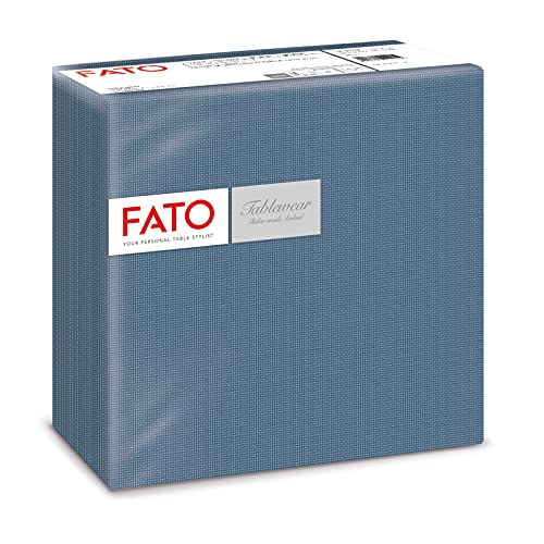 Fato - Trockene Papierservietten, Airlaid, Textileffekt, 50er Pack Servietten, Format 40x40 gefaltet in 4, Dekor Ultramarinblau von Fato