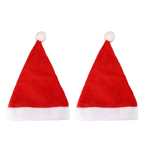 FAUOSWUK 2 Stück Weihnachtsmützen, LED-Leucht-Weihnachtsmütze, Weiches Plüsch-Nylon, Weihnachtsmütze für Erwachsene, 4 Farben, 3 Modi, Weihnachtsmütze für Erwachsene und mit Bommel von FAUOSWUK