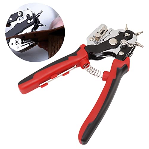 Lederloch -Loch -Punch -Werkzeug, Gürtellochpuncher für Leder mit V -Form -Cutter -Design, 6 Loch Manual Puncher 360 ° Rotatable Punch -Zange für Leder, Papier, Kunststoff, Eisen von FAUOSWUK