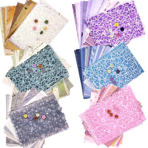 FAURAPMNG 156 PCs Textured Scrapbook Paper Set, 6 Pack -Spezialpapier und Mesh -Stoff für Planer Bullet Junk Journal Mixed Media Collage Card Verzierungen Handwerk DIY, (10 x 14 cm) von FAURAPMNG