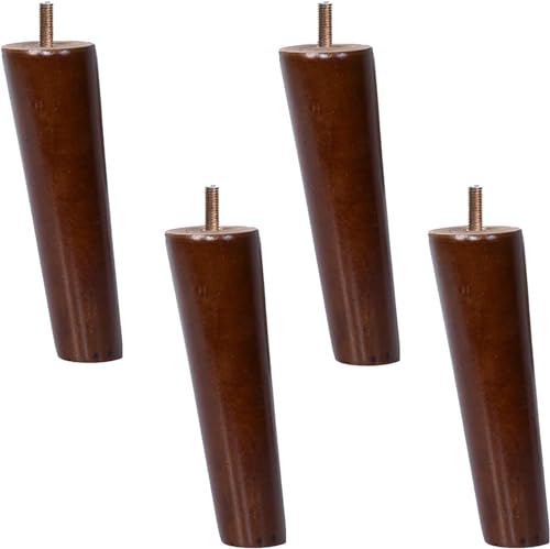 Holzmöbelbeine, 4er-Pack, Massivholz-Möbelbeine, Spindel M10-Gewinde, Holzmöbelfüße, Teile, Walnuss, konisch, Ersatz, Sofa, Tisch, Stuhlbeine for Couch, Tisch, Schreibtisch, Schrank, Ottomane, Sessel von FAVIYA