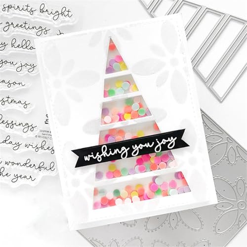 FAWENUCY Scrapbooking-Stanzformen, Schichtrahmen, Metall-Stanzformen für Kartenherstellung, Papierbastel-Stanzschablone, Hintergrundprägeschablonen, DIY-Album-Dekor (dreieckiger hohler Baum, 7,4 x von FAWENUCY