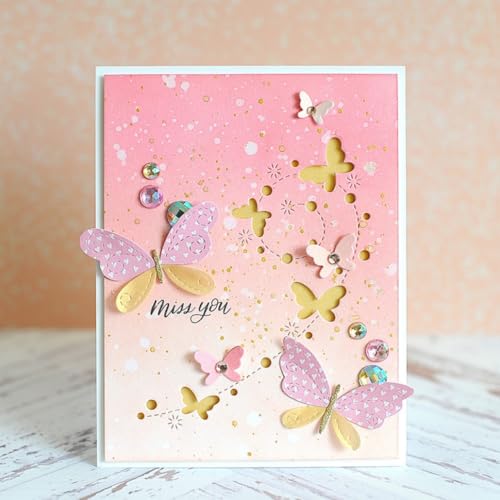 FAWENUCY Scrapbooking-Stanzformen, Schichtrahmen-Netz-Set, Metall-Stanzformen für Kartenherstellung, Papierbastel-Stanzschablone, Hintergrundprägeschablonen, DIY-Album-Dekor, Schmetterling-Spitze, 5,2 von FAWENUCY