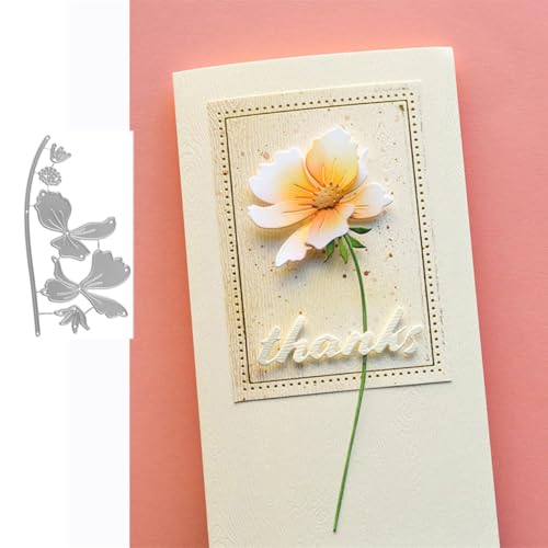 FAWENUCY Scrapbooking-Stanzformen, Schichtrahmen-Netz-Set, Metall-Stanzformen für Kartenherstellung, Papierbastel-Stanzschablone, Hintergrundprägeschablonen, DIY-Album-Dekor (Blume, 9,5 x 4,4 cm) von FAWENUCY