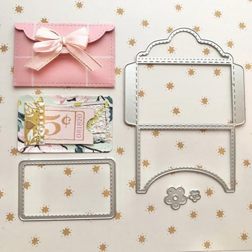 FAWENUCY Scrapbooking-Stanzformen, Schichtrahmen-Netz-Set, Metall-Stanzformen für Kartenherstellung, Papierbastel-Stanzschablone, Hintergrundprägeschablonen, DIY-Album-Dekor (Umschlag-Set, 9,8 x 13,2 von FAWENUCY