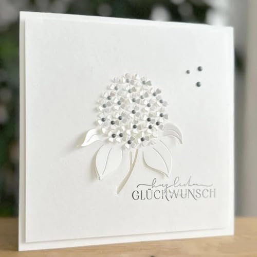 FAWENUCY Scrapbooking-Stanzformen, Weihnachts-Metall-Stanzformen für Kartenherstellung, Papierbastel-Stanzschablone, Hintergrundprägeschablonen, DIY-Album-Dekor (Hortensien, 7,9 x 8,7 cm) von FAWENUCY