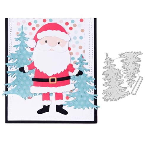 FAWENUCY Scrapbooking-Stanzformen, Weihnachts-Metall-Stanzformen für Kartenherstellung, Papierbastel-Stanzschablone, Hintergrundprägeschablonen, DIY-Album-Dekor (Weihnachtsbaum, 7,9 x 9,4 cm) von FAWENUCY