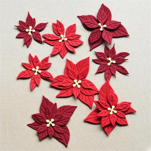 FAWENUCY Scrapbooking-Stanzformen, Weihnachts-Metall-Stanzformen für Kartenherstellung, Papierbastel-Stanzschablone, Hintergrundprägeschablonen, DIY-Album-Dekor (Weihnachtsblumen, 10,2 x 11 cm) von FAWENUCY