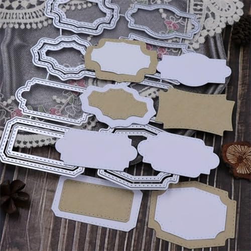 FAWENUCY Scrapbooking-Stanzformen für Kartenherstellung, Weihnachten, Metall-Stanzformen, Papier-Bastelschablone, Hintergrundprägeschablonen, DIY-Album-Dekor (verschiedene Etiketten, 12,8 x 15,5 cm) von FAWENUCY