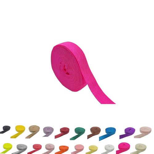 FAYADA Elastisches Band zum Umklappen, 1,6 cm, faltbares FOE-Band, elastisches Band für Haargummis, Stirnbänder, Nähen, Basteln, 4,5 m (Hot Pink) von FAYADA