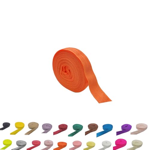 FAYADA Elastisches Band zum Umklappen, 1,6 cm, faltbares FOE-Band, elastisches Band für Haargummis, Stirnbänder, Nähen, Basteln, 4,5 m (Neonorange) von FAYADA