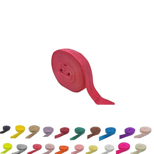 FAYADA Elastisches Band zum Umklappen, 1,6 cm, faltbares FOE-Band, elastisches Band für Haargummis, Stirnbänder, Nähen, Basteln, 4,5 m (Neonpink) von FAYADA