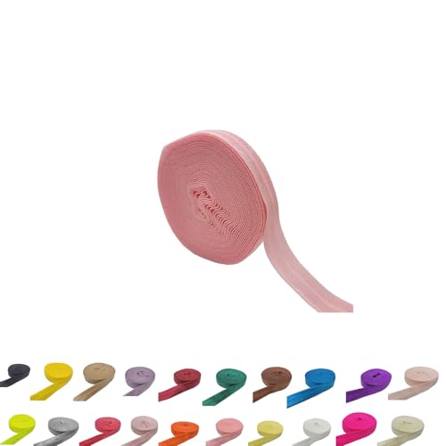 FAYADA Elastisches Band zum Umklappen, 1,6 cm, faltbares FOE-Band, elastisches Band für Haargummis, Stirnbänder, Nähen, Handwerk, 4,5 m (Rosa) von FAYADA