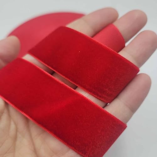 Rotes Samtband-Set, 2,5 cm x 20 m, Samtbandspule für Weihnachtskranz, Dekoration, handgefertigte Bastelarbeiten, Ornamente, Geschenkverpackungen und Schleifenherstellung von FAYADA