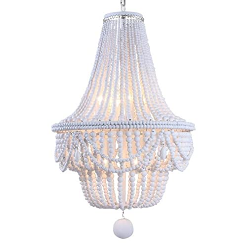 FAZRPIP Holzperlen Kronleuchter, 8-Lichter Holzperlen Kronleuchter Decke Boho Pendelleuchte Holzperlen und Metall Kronleuchter Hängebeleuchtung Wohnkultur Lampe von FAZRPIP