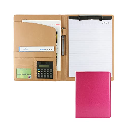 A4 Zwischenablage Ordner mit Speicher, A4 Clipboard Folder Clipboard With Calculator Multifunctional Artificial Leather File Storage Device For Interviews Conference(Rose) von FBHDKJNFG