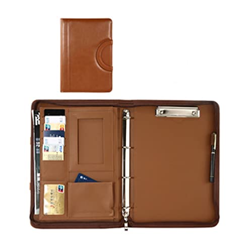 A4 Zwischenablage Ordner mit Speicher, A4 Conference Folder Business Document Case Passport Holder With Zip And Handles For Travel Meeting Office Holiday(Bruin) von FBHDKJNFG