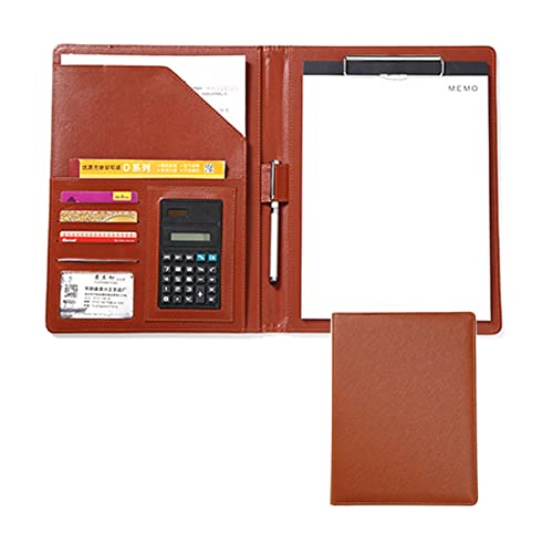 A4 Zwischenablage Ordner mit Speicher, A4 Conference Folder Leather With Card Holders Expanding Pockets Pad For Letters And Notes(Bruin) von FBHDKJNFG