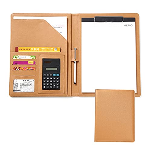 A4 Zwischenablage Ordner mit Speicher, A4 Conference Folder Leather With Card Holders Expanding Pockets Pad For Letters And Notes(Geel) von FBHDKJNFG