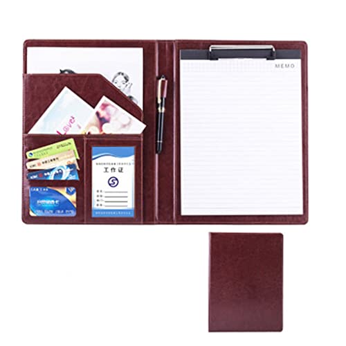 A4 Zwischenablage Ordner mit Speicher, A4 Folder Clipboard Folder Leather Folder Interview Resume Legal Document For Woman Man With A4 Size Clipboard(Brown 1,No calculator) von FBHDKJNFG