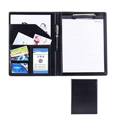 A4 Zwischenablage Ordner mit Speicher, A4 Folder Clipboard Folder Leather Folder Interview Resume Legal Document For Woman Man With A4 Size Clipboard(Svart,No calculator) von FBHDKJNFG