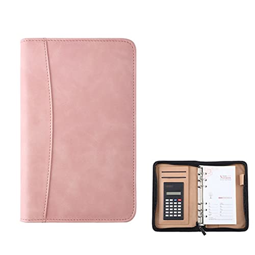 A4 Zwischenablage Ordner mit Speicher, A5/A6 Zipper Binder Portfolios Binder Conference Meeting Executive File Legal Document Organizer With Calculator For Resume And Documents(Roze,A5) von FBHDKJNFG