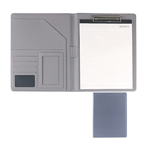 A4 Zwischenablage Ordner mit Speicher, Business Folder A4 Writing Pad Conference Meeting Executive File Legal Document Organizer For Men Women(Light Grey,No calculator) von FBHDKJNFG