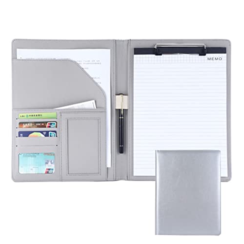 A4 Zwischenablage Ordner mit Speicher, Business Folder For Men Women Cover Legal Document Organizer With Letter/A4 Size Clipboard Hardboard For Business School Office(Light Gray,No calculator) von FBHDKJNFG