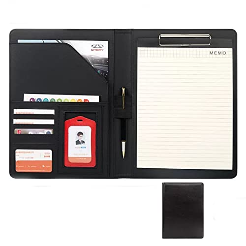 A4 Zwischenablage Ordner mit Speicher, Case Cover Folder Conference Resume Legal Document Organizer With Case W/Card Slots Folder For Men Women Anybody(Svart,No calculator) von FBHDKJNFG