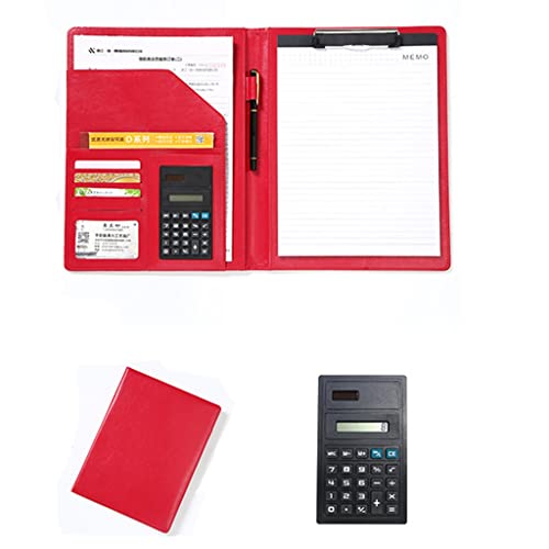 A4 Zwischenablage Ordner mit Speicher, Clipboard Folder Organizer Leather Folder Resume Folder With A4 Size Clipboard(Rood) von FBHDKJNFG