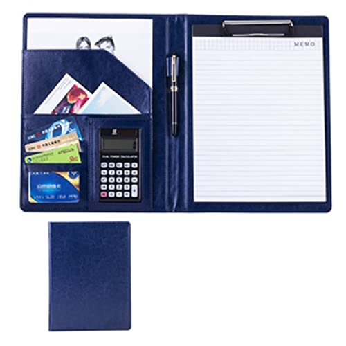 A4 Zwischenablage Ordner mit Speicher, Clipboards Folder Binder Business Card Holder Faux Leather For Interview Conference And Presentation(Blauw,8 digit calculator) von FBHDKJNFG