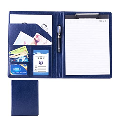 A4 Zwischenablage Ordner mit Speicher, Clipboards Folder Binder Business Card Holder Faux Leather For Interview Conference And Presentation(Blauw,No calculator) von FBHDKJNFG