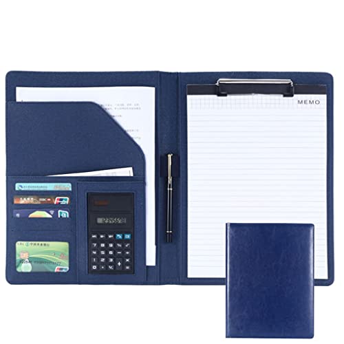 A4 Zwischenablage Ordner mit Speicher, Clipboards Folder With Business Card Holder Faux Leather For Ayour Daily Use And Business Travel(Blauw,8digit calculator) von FBHDKJNFG