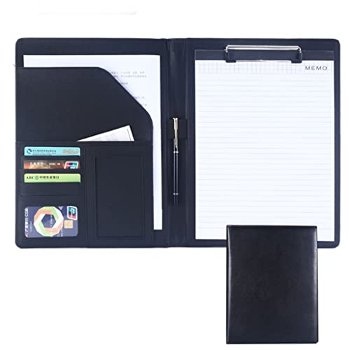 A4 Zwischenablage Ordner mit Speicher, Clipboards Folder With Business Card Holder Faux Leather For Ayour Daily Use And Business Travel(Svart,No calculator) von FBHDKJNFG