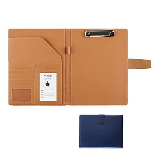 A4 Zwischenablage Ordner mit Speicher, Folder Binder Faux Leather Folder For A4 Notebook Holder Business For Resume Legal Pad Interview(Blauw,No calculator) von FBHDKJNFG