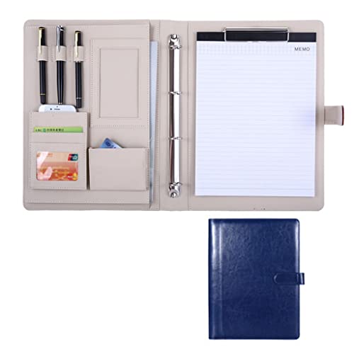 A4 Zwischenablage Ordner mit Speicher, Folder Professional Conference Organiser Case Ring Binder File Resume Document Pocket(Blauw,No calculator) von FBHDKJNFG