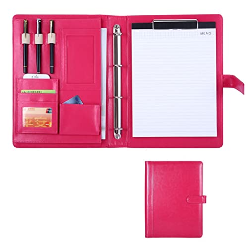 A4 Zwischenablage Ordner mit Speicher, Folder Professional Conference Organiser Case Ring Binder File Resume Document Pocket(Roze,No calculator) von FBHDKJNFG