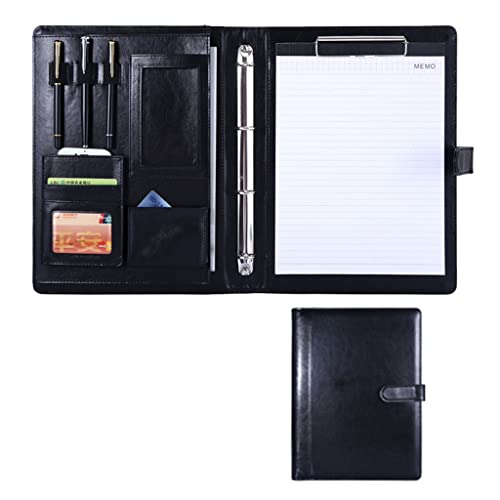 A4 Zwischenablage Ordner mit Speicher, Folder Professional Conference Organiser Case Ring Binder File Resume Document Pocket(Svart,No calculator) von FBHDKJNFG