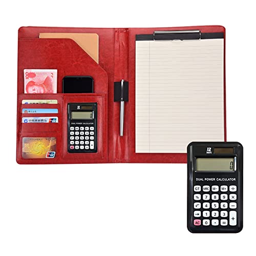 A4 Zwischenablage Ordner mit Speicher, Folder Professional Resume Folder With Notepad For Interview Meeting Training Men Women W/Notepad Compatible(Rood,12digit calculator) von FBHDKJNFG