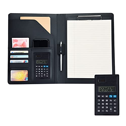 A4 Zwischenablage Ordner mit Speicher, Folder Professional Resume Folder With Notepad For Interview Meeting Training Men Women W/Notepad Compatible(Svart,8digit calculator) von FBHDKJNFG