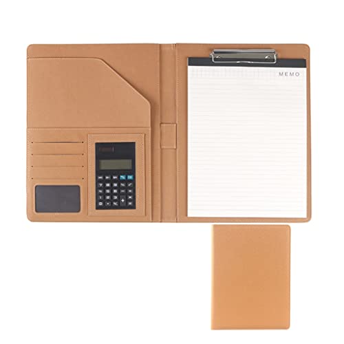 A4 Zwischenablage Ordner mit Speicher, Folder Writing Pad Conference Meeting Executive File Legal Document Organizer For Men Women(Geel,8digit calculator) von FBHDKJNFG