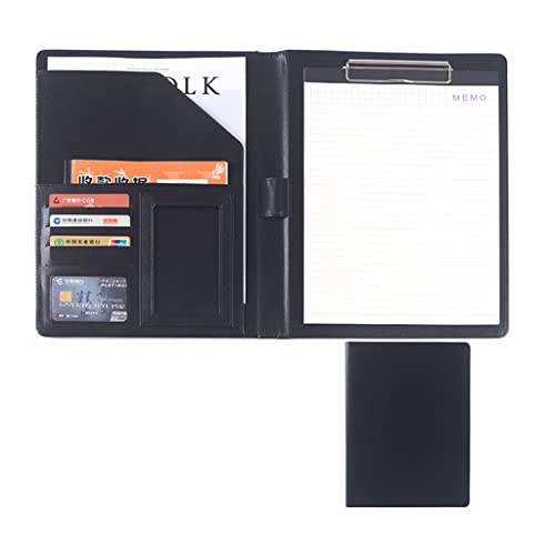 A4 Zwischenablage Ordner mit Speicher, Folder Writing Pad Conference Meeting Executive File Legal Document Organizer For Men Women(Svart,No calculator) von FBHDKJNFG