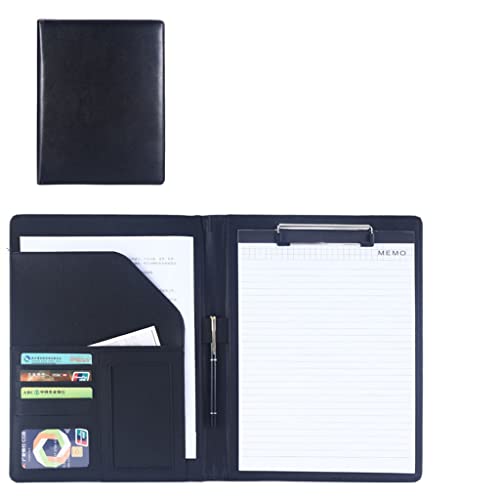 A4 Zwischenablage Ordner mit Speicher, Leather A4 Clipboard Business File Folder Interview Resume With Writing Pad Card Holder For Meeting And Interviews(Svart,No calculator) von FBHDKJNFG